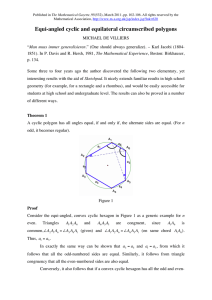 Equi-angled cyclic and equilateral circumscribed polygons