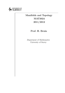 Manifolds and Topology MAT3024 2011/2012 Prof. H. Bruin