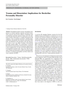 Trauma and Dissociation: Implications for Borderline Personality