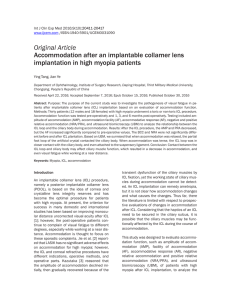 Accommodation after an implantable collamer lens implantation in