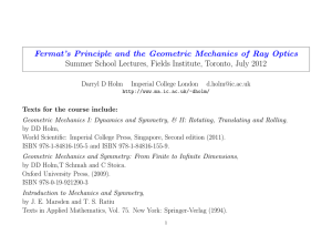 Fermat`s Principle and the Geometric Mechanics of