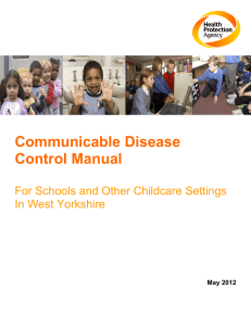 Communicable Disease Control Manual For Schools and Childcare