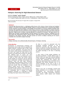 Subspace clustering for high dimensional datasets