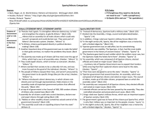 Sparta/Athens Comparison Sources Beck, Roger, et. Al. World