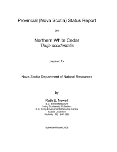 Provincial (Nova Scotia) Status Report Northern White Cedar