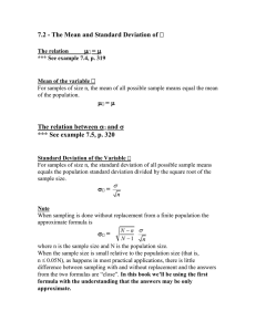 The Mean and Standard Deviation of š