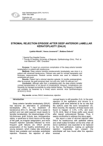 stromal rejection episode after deep anterior lamellar keratoplasty