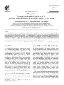 Propagation of cortical synfire activity: survival probability in single