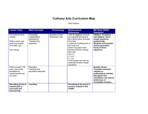 Culinary Arts Curriculum Map