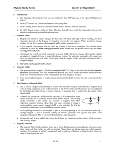 Study Notes Lesson 17 Magnetism