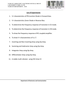 List of Experiments 1. V-I characteristics of PN Junction Diode in