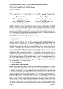 The Importance of Motivation in Second Language Acquisition