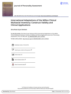 International Adaptations of the Millon Clinical Multiaxial Inventory