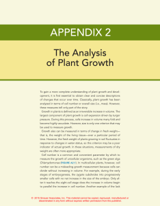 The Analysis of Plant Growth - Plant Physiology and Development