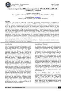 Synthesis, Spectral and Pharmacological Study of Cu(II)