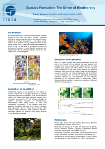 Biodiversity Extinction and speciation References Speciation