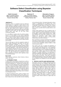 Software Defect Classification using Bayesian Classification