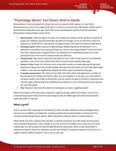 “Psychology Works” Fact Sheet: Grief in Adults