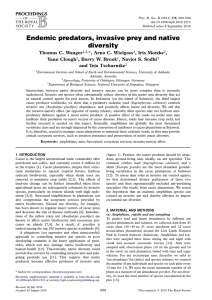 Endemic predators, invasive prey and native diversity