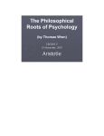 The Philosophical Roots of Psychology Aristotle