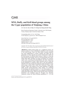 MNS, Duffy, and Kell blood groups among the Uygur population of