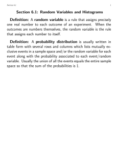 Section 6.1: Random Variables and Histograms Definition: A