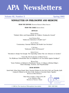 APA Newsletters - The American Philosophical Association