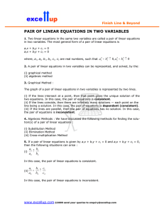 PAIR OF LINEAR EQUATIONS IN TWO VARIABLES