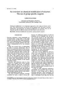 An overview on chemical modification of enzymes. The use of group