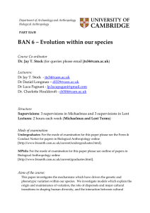 BAN 6: Evolution within our Species