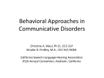 Behavioral Approaches in Communicative Disorders