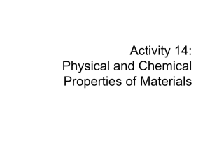 Activity 14: Physical and Chemical Properties of Materials