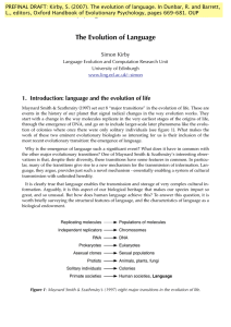 The Evolution of Language - Linguistics and English Language