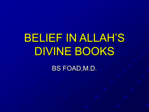 belief in allah`s divine books - Islamic Center of Greater Cincinnati