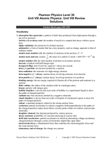 Pearson Physics Level 30 Unit VIII Atomic Physics: Unit VIII Review