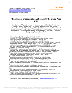 Fifteen years of ocean observations with the global Argo array