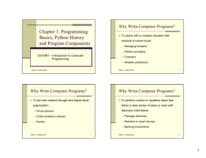 Chapter 1: Programming Basics, Python History and Program