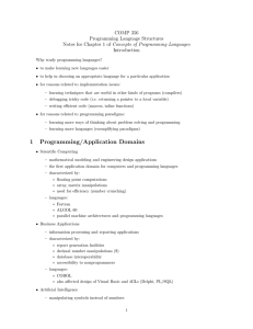 1 Programming/Application Domains