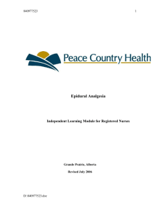 2006-07 Epidural Analgesia Learning Module