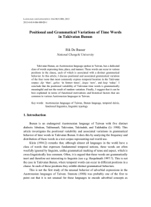 Positional and Grammatical Variations of Time Words in Takivatan