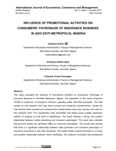 influence of promotional activities on consumers` patronage of