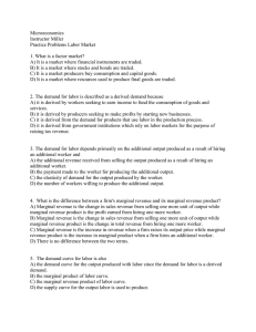 Microeconomics Instructor Miller Practice Problems Labor