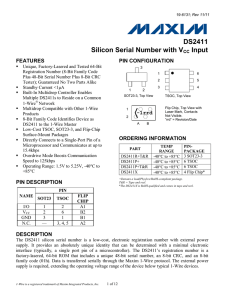 DS2411 Silicon Serial Number with VCC Input