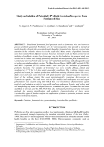 Study on isolation of potentially probiotic Lactobacillus species from