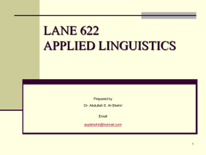 APPLIED LINGUISTICS LANE 622