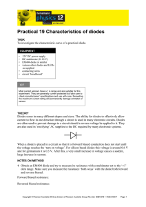 Practical 19 Characteristics of diodes