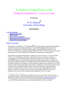 A Guide to Using EViews with Using Econometrics