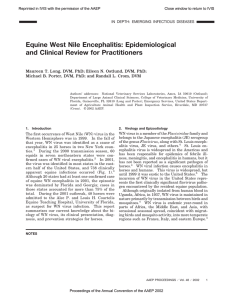 Equine West Nile Encephalitis: Epidermiological and Clinical