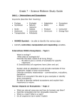 Grade 7 – Science Midterm Study Guide Unit 1 – Interactions and