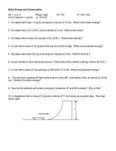 Energy Worksheet - Kinetic, Potential, and Elastic